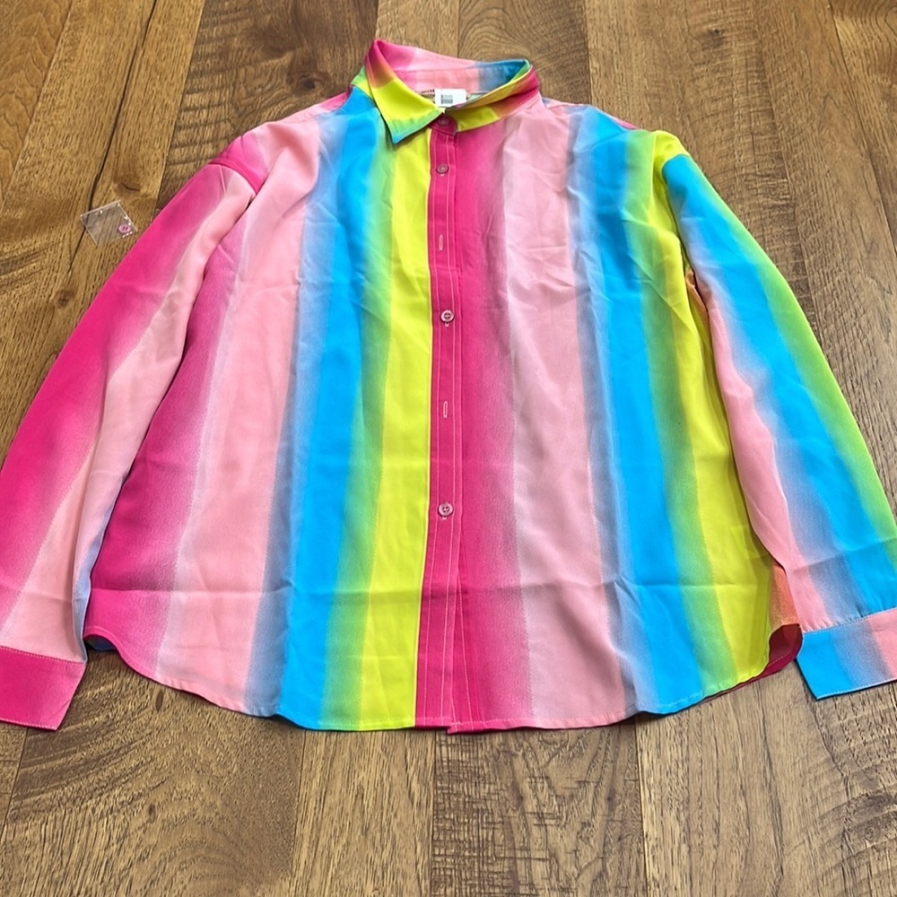 Bailey Rose Woman’s Rainbow Button Down Size XS